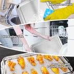 Air Fryer Basket for Oven, Extra Large 18.8" x 12.8" Oven Air Fryer Basket and Tray Set with 30 PCS Parchment Papers, Stainless Steel Air Fryer Pan and Crisper Tray (Silver)
