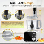 COOKLEE Food Processor, 600 Watts, 6 Functions Electric Food Chopper for Chopping, Mincing, Dicing, Shredding, Slicing, Purees & Dough with 12cup Processor Bowl, Food Chute & Pusher, Silver