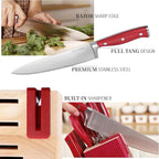 Red Knife Set, 15-Piece Knife Block Set with Built-in Sharpener Scissors for Kitchen, Dishwasher Safe Knives Set Elegant Present for Family & Restaurant