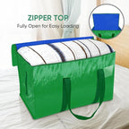 BALEINE 2-Pack Oversized Moving Bags with Reinforced Handles, Heavy-Duty Storage Tote for Clothes, Moving Supplies (Light Green, 2-Pack)