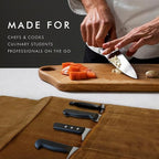 ELIZO Leather Knife Roll Bag Professional Chef Knife Case, Durable Knife Sheath Holder, Cooks & Culinary Tools Carrying Storage, Portable Knife Wrap - 4 Slots