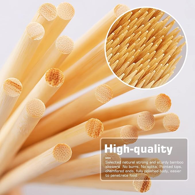 [200 PCS] 12 inch Bamboo Skewers, Premium Wooden Skewers Without Splinters, Skewers for Grilling, BBQ, Appetizer, Fruit Kabobs, Chocolate Fountain, Cocktail Toothpicks, and Food Skewer Sticks.