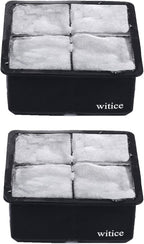 Large Ice Cube Trays Silicone (2.5-Inches) - Whiskey Ice Cube Mold, With Easy Release Ice Cubes for Whiskey and For Cocktail,Food Grade (Black 2 Tray)