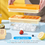 PHINOX Ice Cube Tray with Lid and Bin, 3 Pack Plastic Ice Cube Tray Molds, 96(4 * 8 * 3) pcs Ice Trays for freezer, Chilling Drinks, Whiskey & Cocktails, with Ice Container and Ice Scoop, BPA-Free