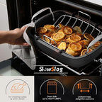 Roasting Pan, 17x13 Inch Nonstick Turkey Roaster with Removable Rack & Cooking Kit,Roaster Pan for Roasting Turkey, Meat & Vegetables (Silver)