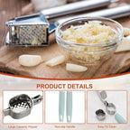 uxcell 2pcs Garlic Press, 7.7 Inch Stainless Steel Garlic Crusher and Peeler for Home Cooks and Professional Chefs, Blue