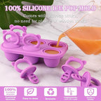 Sakolla Baby Popsicle Molds Mini 6-Cavity Silicone Ice Pop Mold with Sticks Breastmilk Popsicle Molds for Teething Relief Toddler Popsicle Mold for Ice Cream Frozen Yogurt and Fruit Juice (Purple)