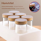 4 Pack 10oz Overnight Oats Containers with Bamboo Lids, Glass Jars with Airtight Lids for Meal Prep, Wide Mouth Mason Salad Jars, Glass Food Storage Container for Yogurt Chia Snacks Spice Sugar