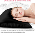 Mulberry Silk Pillow Cases Queen Size with Hidden Zipper, Ultra Smooth and Soft Breathable Cooling Silk Satin Pillowcase for Hair and Skin, Gifts for Women Men (Black, 20x30 Inches, 1 Pack)