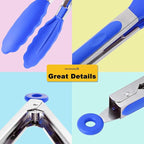 9-Inch Cooking Tongs with Silicone Tips, Set of 3 (Blue)
