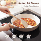 SENSARTE Ceramic Nonstick Frying Pan Skillet with Lid 9.5Inch Non Stick Egg Pan Omelette Pans, Non-toxic Kitchen Cooking Chef's Pan, Free of Intentionally Added PFAS/PTFE/PFOA, Induction Compatible