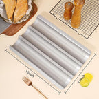 Hesanzol Baguette Pans for Baking 15" x 11", 3 Loaf Carbon Steel French Bread Pan Nonstick Perforated Baguette Baking Tray Silver