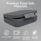Bentgo Modern - Adult & Teen Bento Lunch Box; 3-4 Compartments, Leak-Resistant, 5.5 Cup Capacity/44 fl oz, Improved Locking Clips, Reusable, BPA-Free, Dishwasher/Microwave Safe Tray (Dark Gray)