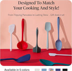 GIR: Get It Right 5-Piece Silicone Ultimate Kitchen Utensils Set - Ladle, Spatula, Flip, Spoon & Spoonula - Non-Toxic Cooking Utensils for Nonstick Cookware, Cooking and Baking - Black