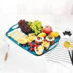 TP Serving Trays with Handles, 17 x 12 Inch Melamine Serving Platters for Food, Meat, Set of 2 Rectangular Trays for Eating, Retro Teal