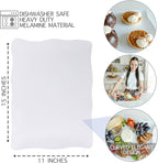 Large Melamine Tray 15" x 11" - Rectangular White Serving Tray and Platter for Food, Appetizers, Cookies, Grill or Party Snacks - Dishwasher Safe - Set of 2