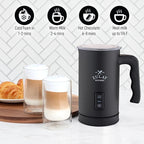 Zulay 4-in-1 Milk Frother & Steamer – Hot & Cold Foam Maker, Milk Warmer & Chocolate Stir – Automatic Temp Control, Nonstick Double-Wall Stainless Steel Jug, Auto Shut Off, 360° Base – Aero Black