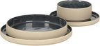 Gibson Elite Liberty Bay 16-Piece Pottery Clay Stoneware Dinnerware Set – Blue Reactive Glaze, Stackable Plates and Bowls W/Pasta Bowl, Service for 4 – Microwave & Dishwasher Safe