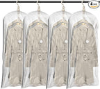 TAILI Hanging Vacuum Sealer Storage Space Saver Bags for Clothes, Suits, Coats or Jackets, 4 Pack Jumbo 53x27.6 Inches, Clear