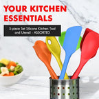 Chef Craft 5 Piece Multicolored Premium Silicone Kitchen Tool Set, Assorted (42086)