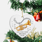 Customized Cornet Player Ceramic Ornament Christmas 2025, Personalized Text/Name/Year Cornet Xmas Tree Ornaments, Music Instrument Themed Xmas Ornament Gift for Him Her, Music Lover Keepsake