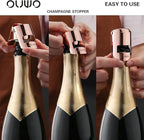 Champagne Sealer Stopper 6 Pack Stainless Steel Sparkling Wine Bottle Stoppers，Leak-Proof Bubble Retaining Saver，Suitable for Champagne Prosecco Cava and Sparkling (Rosegold)