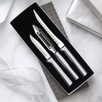 Rada Cutlery 3-piece Peel, Pare & Slice Knife Gift Set (S18), Stainless Steel Hollow Ground Blades, Made in USA, Silver Handles