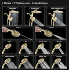 High Pressure Rain Shower Head: Upgrade Shower Heads with Handheld Spray Combo with Fixed Showerhead and 10 Sprays Handheld Shower Head, Detachable Shower head Built-in Power Jets