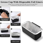 Grill Grease Catcher for Blackstone Griddle with 10 Pack Grease Cup Liners Aluminum Foil Tray Pan Drip Tray Pan for 17, 22, 28 & 36 inches Griddle (Short Hook)