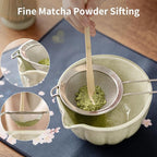 8 Pcs Matcha Whisk Set - HTRCXB Matcha Set with Ceramic Bowl, Bamboo Whisk & Holder, Scoop, Sifter, Measuring Spoon, Scoop Rest & Tea Towel, Complete Gift Kit for Beginners & Tea Lovers