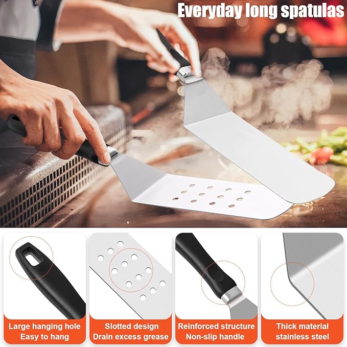 42pcs Griddle Accessories Kit for Blackstone, Flat Top Grill Spatula Set with Enlarged Spatulas, Melting Dome and Burger Press, Professional Hibachi Tools Gifts for Outdoor BBQ Teppanyaki