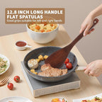 Wooden Spatula for Cooking, Long Handle Flat Spatulas for Frying Pan, Good Grips Left and Right Hand Wood Turner for Cooking Kitchen Utensils