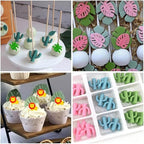 Tropical Flowers Leaves Mold,Animal Silicone Mold,Plumeria Hibiscus Flower Monstera Leafage Chocolate Molds Cactus Fondant Mould for Cake Candy Cupcake Pudding Hawaiian Party Decoration
