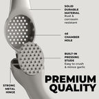Zulay Kitchen Premium Garlic Press Set – Rust Proof & Dishwasher Safe Garlic Mincer Tool with Silicone Garlic Peeler & Brush, Easy Squeeze & Clean, Ergonomic Soft Grip Handle - Medium – Silver