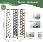 Bun Pan Rack, Commercial Bakery Sheet Rack with Brake Wheels, 30-Tier Stainless Steel Baking Tray Food cart ，for Bakeries Restaurant & Catering（Trays Not Included） ﻿ (30 Tier)
