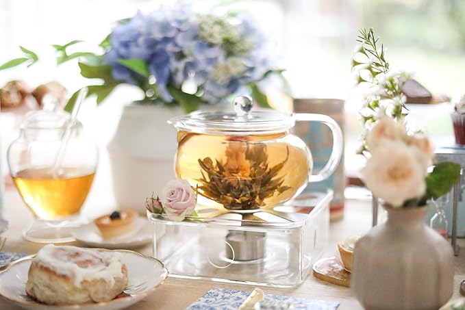 Teabloom Kyoto 2-in-1 Tea Kettle and Tea Maker – Glass Teapot with Removable Loose Tea Infuser – Tea Connoisseur's Choice