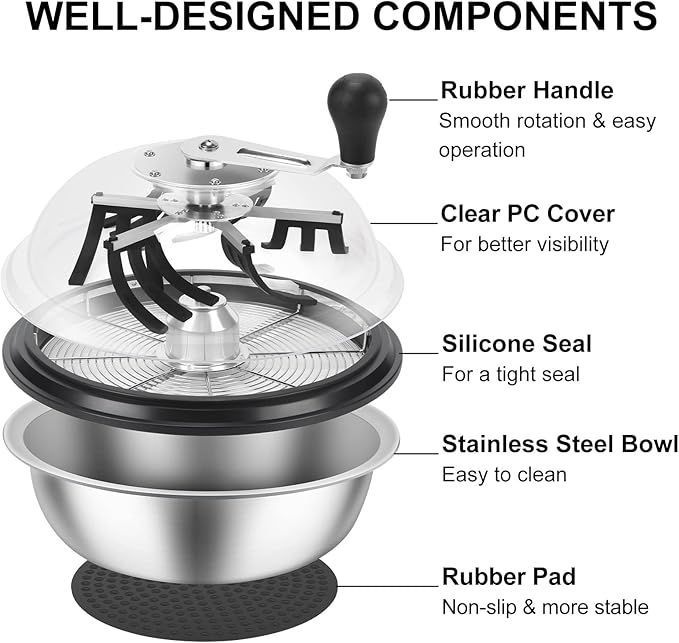 MELONFARM 16 in Bud Bowl Trimmer with Switchable Stainless Steel Blades & Clear Visibility Dome, Hand Twist Spin Cutting for Plants