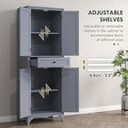 HOMCOM 67" Tall Freestanding Kitchen Pantry Cabinet, 4-Door Storage Cabinet with Drawer and Adjustable Shelves for Dining Room, Gray