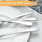 BEWOS 12-Piece Serving Spoons Set, 6 Serving Spoon and 6 Slotted Spoons, 9.1-Inch Utensils Set for Parties, Stainless Steel, Dishwasher Safe, Large Spoon For Buffet