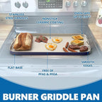 SafBbcue 20" x 13" Double Burner Griddle Pan, Non-Stick Ceramic Coated, for Outdoor Gas Pellet Grill, Stove Top Charcoal Grills, for Weber Charbroil Camp Chef Grill, Blue