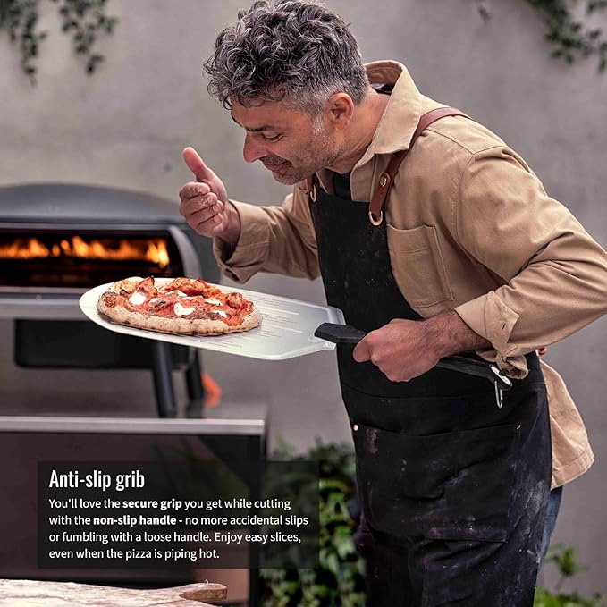 Witt 14"/36CM Perforated Pizza Peel – Ultra Thin Aluminum Peel for Retrieving Pizzas from The Pizza Oven with Ease