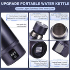 Vacuum Insulated Travel Kettle,Miicasa Stainless Steel Tumbler Small Electric Kettel,Travel Water Boiler with 6 Temperature and Auto Shut-Off Boil Dry,16oz