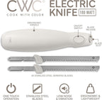 COOK WITH COLOR Electric Knife, 100W Power, Dual Stainless Steel Blades for Precise Cutting, Ergonomic Handle, Low Noise and Vibration, Ideal for Bread, Meat, and Vegetables, Cream