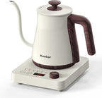 Electric Kettles, 1000W Gooseneck Electric Kettle with 6 Temperature Control Presets, 0.8L/27.05oz, 0.8mm Ultra-Fine Spout, 304 Stainless Steel Inner, Gooseneck Kettle with Auto Shut-Off, Matte White