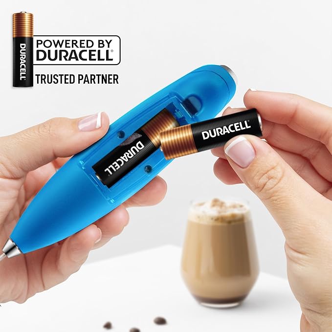 Zulay Kitchen Patented Tornado Triple Whisk Milk Frother with 4 Duracell Batteries – Handheld Foam Maker for Coffee, Lattes, Matcha & Hot Chocolate – Rich, Creamy Froth in Seconds