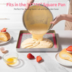 446ºF Heat Resistant Macaron Mat: U-Taste 11x11in Non Stick Silicone Baking Mat, Reusable Cookies Pastry Sheet Liner with Edge Enhancement & Circle Measurement for Square Cake Pan (2 PCS, Pink)