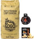 FOGO Super Premium Hardwood Lump Charcoal 35 Pound Bag, Fogostarters Natural Fire Starters and Blazaball Bundle