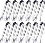 Gejoy 12 Pieces Mini Tongs Stainless Steel Small Sugar Serving Tongs for Charcuterie Board Appetizers Dessert Serving Food Tiny Party Danish Candy(4.3 Inch,Silver)