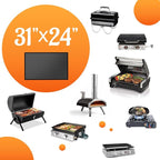 31 x 24 in Heat Resistant Grill Mats for Outdoor Grill to Protect Your Prep Table and Outdoor Grill Table, Fireproof Waterproof Oil-Proof BBQ Mat Grill Table Mat - Reusable Black (0.6mm)
