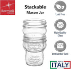 Bormioli Rocco Quattro Stagioni Stacking Jar - 9.25 Oz Glass Jar - Nestable & Stackable, Wide‑Mouth for Canning, Serving & Storing - Dishwasher & Freezer‑Safe Glass Container, Made in Italy